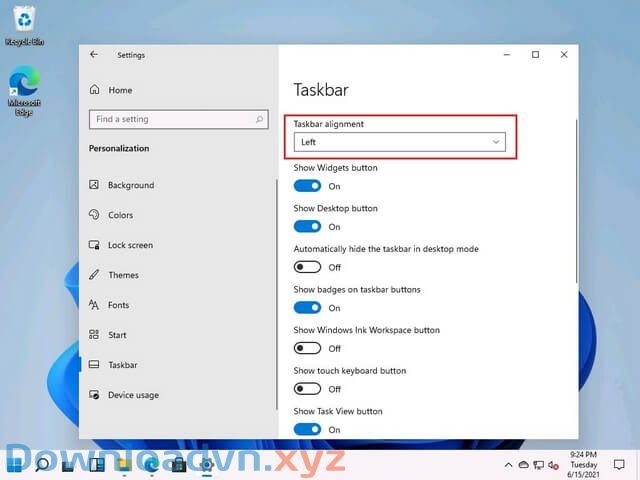 Căn chỉnh thanh tác vụ trên Windows 11