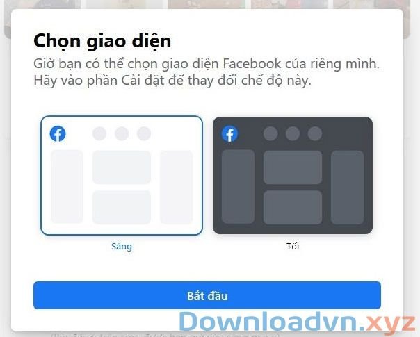 Chọn giao diện Facebook