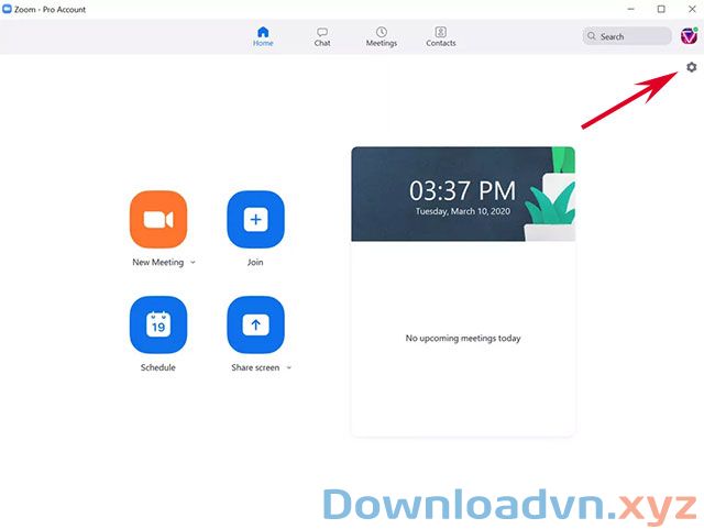 Cách đổi hình nền trên Zoom khi học và họp trực tuyến 2 Chọn biểu tượng Set up hình bánh răng ở góc trên bên phải