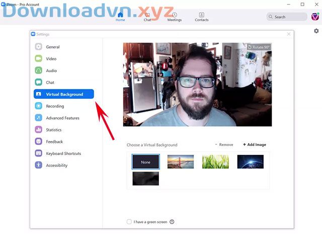 Cách đổi hình nền trên Zoom khi học và họp trực tuyến 3 Chọn Virtual Background ở menu bên trái