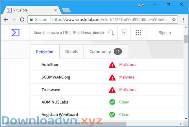 Kết quả quét virus
