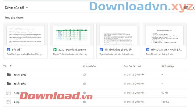 Giao diện chính của Google Drive