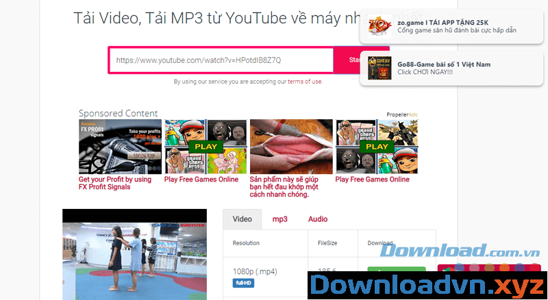 Tải video Youtube với Y2Mate