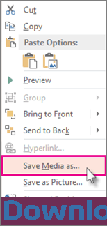 Cách quay màn hình máy tính bằng PowerPoint 7 Bấm chuột phải vào khung video, chọn Save Media as...