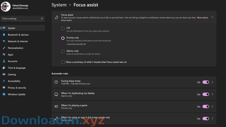 Cách dùng Focus Assist trên Windows 11