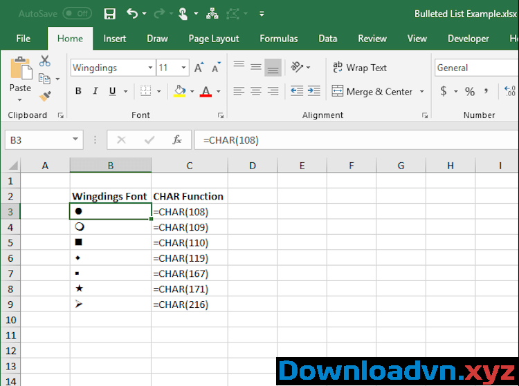 Cách chèn dấu tích trong Excel