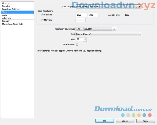 Hướng dẫn thiết lập OBS - Open Broadcaster Software